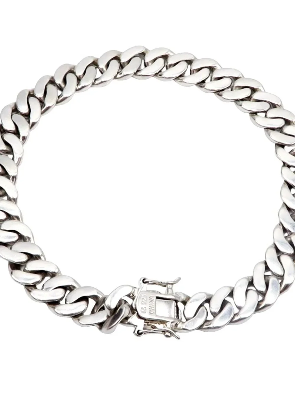 Vintage Sterling Silver Men's Cuban Link Bracelet w/Diamond Cut Finish/Size 8.5